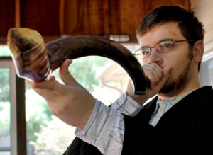 Man blowing the shofar